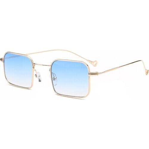 High End Gradient Metal Glasses Custom Logo Small Square Metal Sunglasses Women