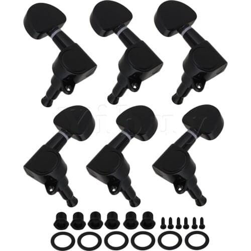 Yibuy 6x Black Guitar String Tuning Pegs Tuners Machine Heads