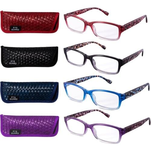 EYEGUARD 4 Pairs PC Quality Fashion Designer Spring Hinges Readers Reading Glasses Women