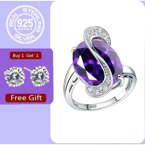 Silver 925 Womens Ring Purple Topaz Ring For Women Wedding Rings 2021 Trend Jewelry Accessories Free Gift