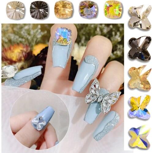 10Pcs/Set Super Flash Nail Drills Shiny Symphony Crystal Butterfly Nail Rhinestones Exquisite Charming Manicure Decorations