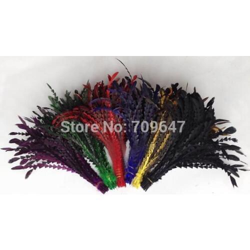 100Pcs/Lot!20-30cm Artistic Rooster Tail Feather Cutting Flower Coque Fish Bone Bunch-8colours available- Craft Millinery