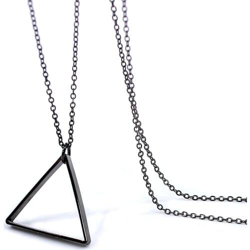 2020 Fashion Simple Black New Pendant Necklace for Men women Stainless Steel Long Necklace Party Jewelry collier femme collar