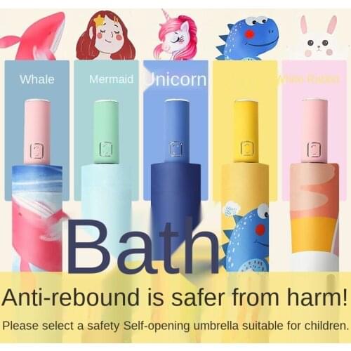 2021 Creative Anti-Rebound Childrens Umbrella Safe Automatic Childrens Umbrella Cartoon Dinosaur Student Umbrella
