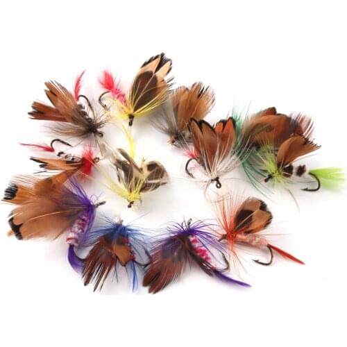 24 Pieces Dry Flies Fly Fishing flies Kit Bass Salmon Trouts Flies Floating/Sinking with Fly Box Fishing Lures