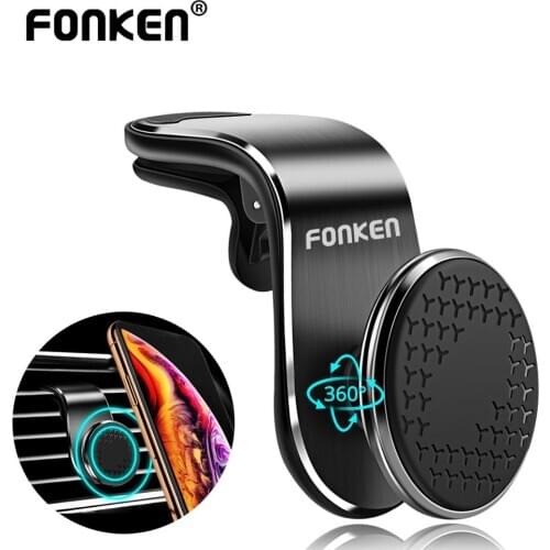 FONKEN Car Phone Holder Mobile Magnetic Car Holder Stand Car Air Vent Clip Mount Aluminum Alloy 360 Rotation Holder in Car