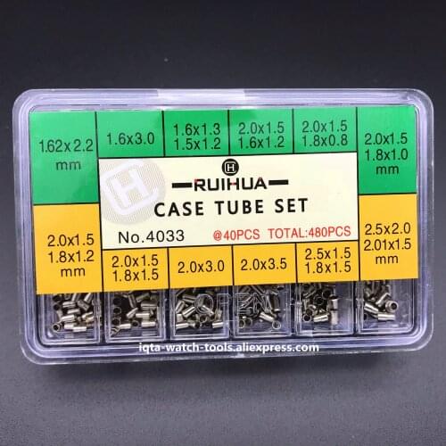 Free Shipping 360Pcs 12 Sizes Stainless Steel Watch Case Tube Waterproof Pipes Set Assortment Repair Tools Part for Watch Crown