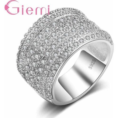 Fast Shipping Simple Beautiful Austrian Crystal Stone Ring Charm Female Cubic Zirconia and 925 Sterling Silver Anillos