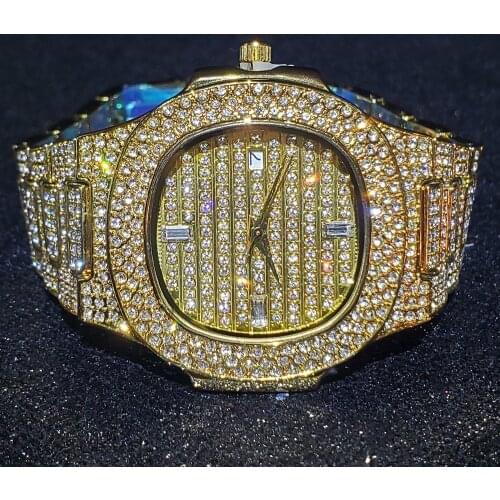 Hip Hop MISSFOX Mens Watch Top Brand Luxury Stainless Steel Quartz Watch Automatic Date Diamond Fashion Business Male Jewelry