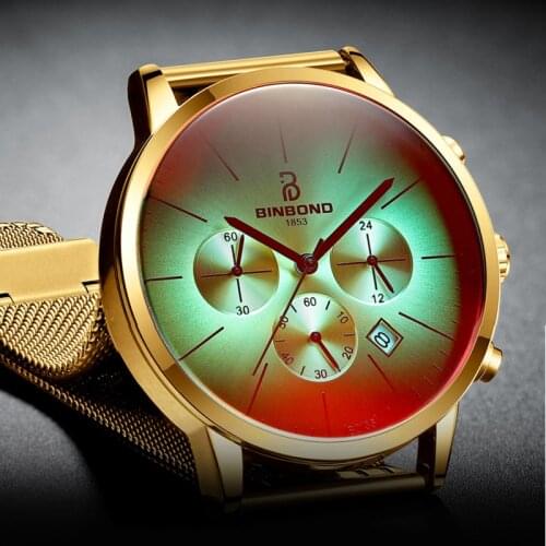 Luxury Gold Quartz Watch Waterproof Mesh Strap Wristwatch Mens Stainless Steel Watches Waterproof Luminous relogio masculino