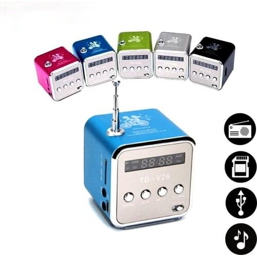 TD-V26 Digital FM Radio Speaker Receiver With LCD Stereo Loudspeaker Support Micro TF Card Mp3 Mini Music Player USB Charging
