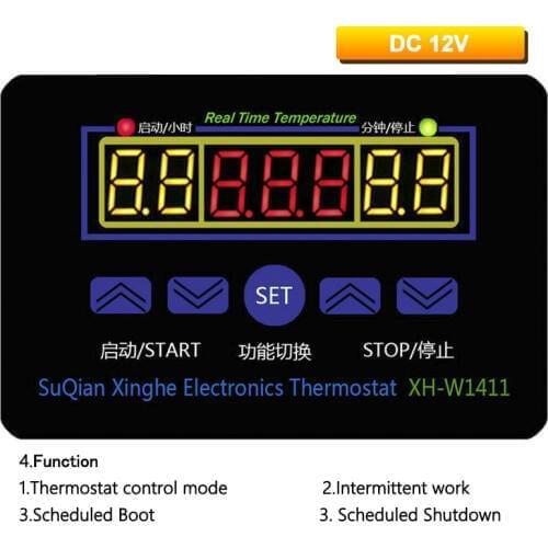 Digital Thermostat DC 12V XH-W1411 Temperature Controller Temperature Regulator Control Switch Relay Output 10A 220V AC