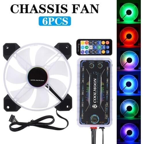 For PC Computer 5/6pcs 12cm Desktop Computer RGB Case Fan High Quality Mute Colorful Cooling Fans With Remote Control Pohiks