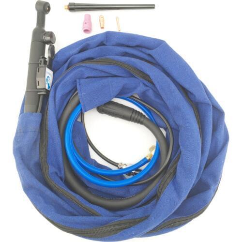 Flex Valve WP-9FV Air Cooled TIG Welding Torch 125amp Gas Power Cable Seperated 4M Cloth Hose Cover M16*1.5 Euro 16-25 Connector