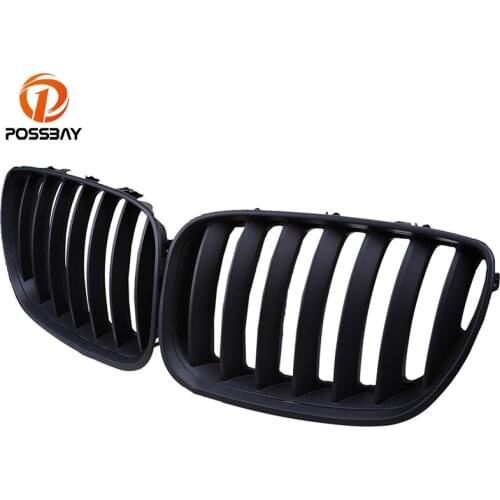 POSSBAY Racing Grill for BMW X5 E53 3.0d/3.0i/4.4i/4.8is 2003-2007 Facelift Hood Kidney Matte Black Center Grills Front Grille