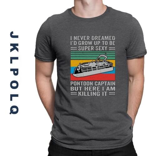 JKLPOLQ Summer Harajuku Oversized Men Women Funny T-Shirt Pontoon Capitan But Hear I Am Printing Casual Tees Eu Size XS-3XL