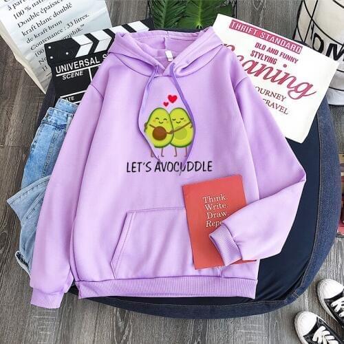 Kpop korean couple top hoodies Avocuddle Cute Vegetarian Avocado cartoon Couple hoody hodies student with cap casual swearshirt