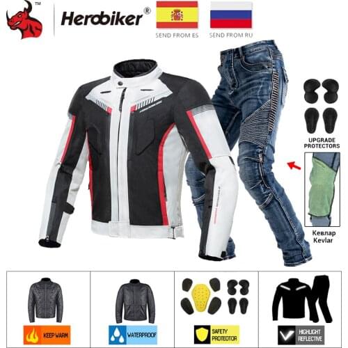 HEROBIKER Motorcycle Jacket +Pants Men Waterproof Moto Jacket Motorcycle Cold-proof Autumn Winter Motorbike Riding Moto Jacket