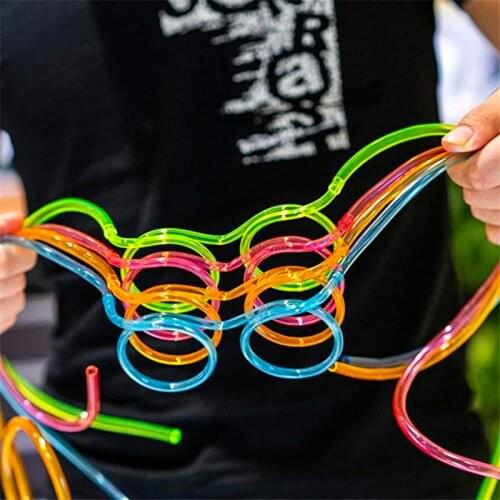 Soft Glasses Straw Unique Flexible Drinking Tube Kids Party Plastic Drinking Straws Kids Novelty Toy Birthday Party Supplies
