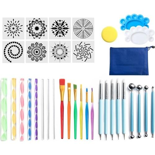 DIY Mandala Dotting Tools Set Portable Multifunction Embossing Dot Kit Dotting Pens Brush Acrylic Rods For Painting Rocks
