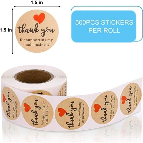 500pcs Kraft Round Bronze Paper Label Stickers Thank You Stickers for Wedding Business Cards Envelope Seals Stationery Stickers