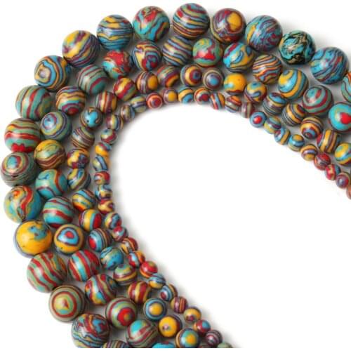 Natural Multicolor Malachite Stone Loose Spacer Beads For Jewelry Making DIY Bracelet Earring Accessories 15‘’ inche 4 6 8 10mm
