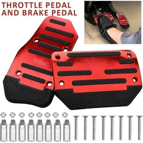 Throttle Pedal and Brake Pedal Universal Red Non-Slip Automatic Gas Brake Foot Aluminum Alloy Pedal Pad Cover Car Accessories
