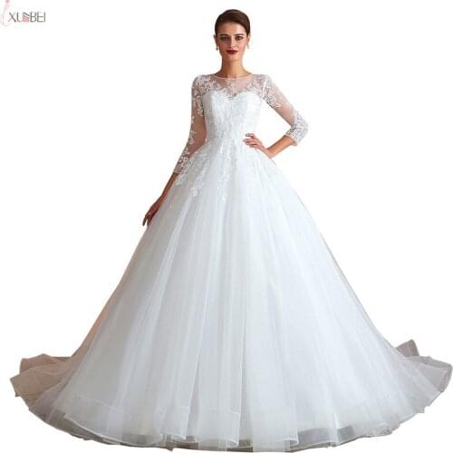 Beach Boho Wedding Dress 2019 Elegant Tulle Long Sleeve Wedding Gowns Bride Bridal Dresses Lace Applique vestido de noiva