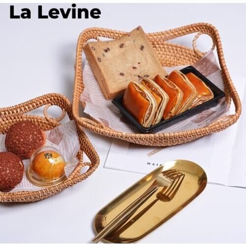Rattan Sundries Storage Fruit Dessert Plate Handmade Finishing Box Woven Storage Basket Wardrobe Desktop Decoration Japan Style
