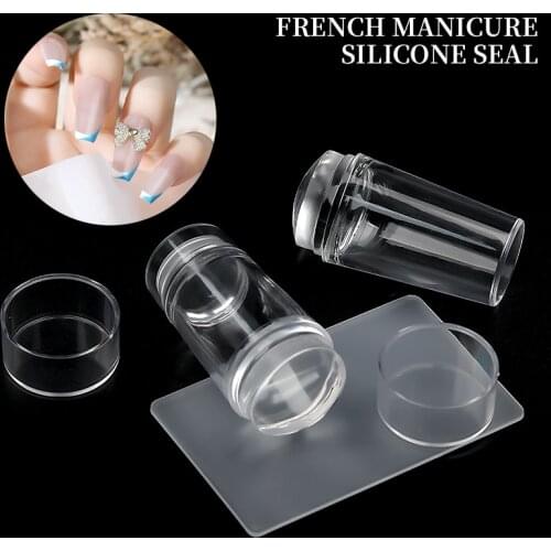 French Nail Transparent Silicone Stamp Nail Art Mold Christmas Halloween Hot Stamping Template Scraper Nail Tool Set