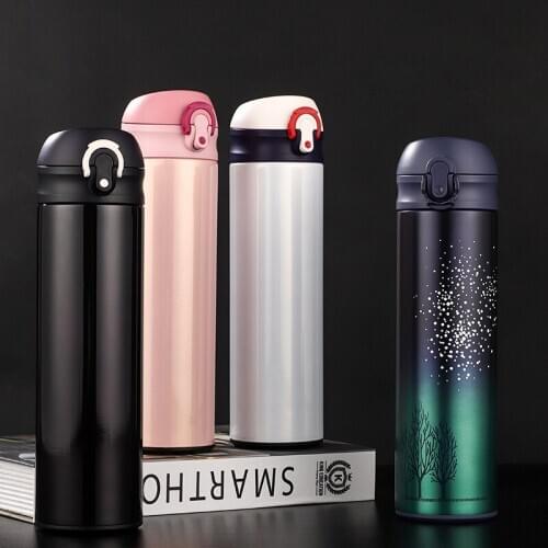 350ml/500ml 18/8 Stainless steel Starry Sky Office Vacuum Flask Tea Strainer Water Bottle Long-Lasting InsulationThermos Cup