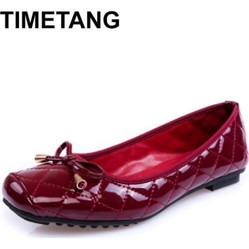 TIMETANG New Spring Autumn Flats Women Casual Shoes Flat Heel Soft Sole Fashion Womens Flats Plus Size Brand Bowtie LadiesE852