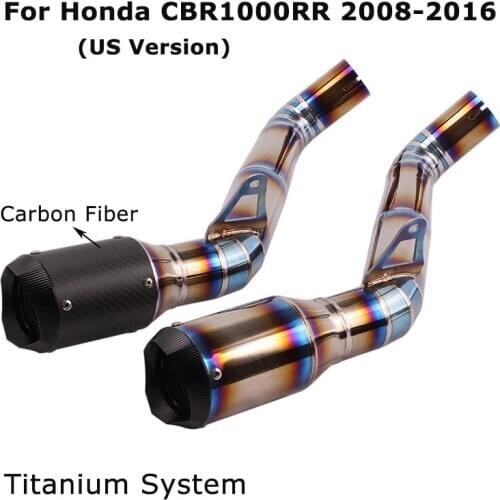 Slip for Honda CBR1000RR 2008-2016 Exhaust Muffler Tube Short Mid Tail Pipe Blue Titanium Motorcycle System