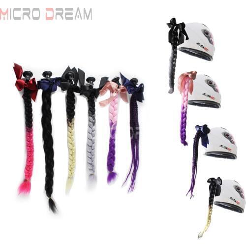 Motorcycle Women Helmet Twist Braids Ponytail Punk Free Style Biker Helmet Decoration Dirty Gradient Ramp Pig Tail Hair