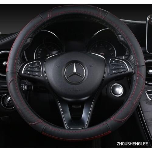 ZHOUSHENGLEE Microfiber Leather Car Steering Wheel Cover For Jaguar XF XE F Pace XJ X-type Ruitar E Pace Emblem S-type