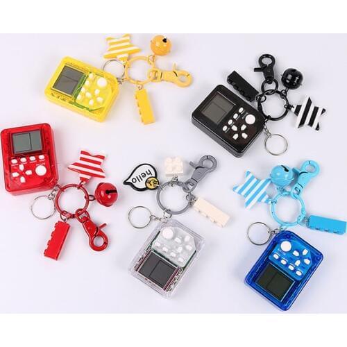 1PC Stylish Fancy Creative Mini Tetris Game Machine Keychains Bag Car Pendant Key Chain Fancy Toy Key Ring Amazing Gift Keyrings