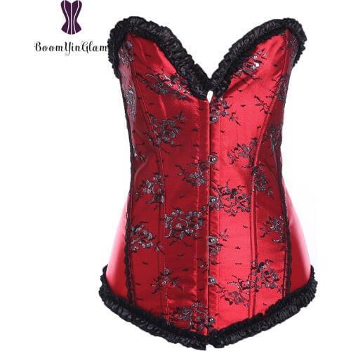 Wholesale Elegant Lace Up Corset Slimming Waist Appliqued Shapewear Bodysuit Embroidered Floral Corsets And Bustiers 868