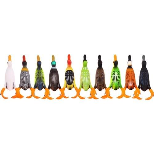 10PCS Propeller flipper duck Fishing Lure Ducking Fishing Frog Lure 9.5cm 11.2g Artificial Bait Duckling 3D Eyes Day Baits Bass