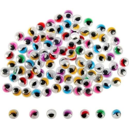 100Pcs Adhesive Wiggly Googly Eyes with Eyelash DIY Craft Accessory Mixed Color