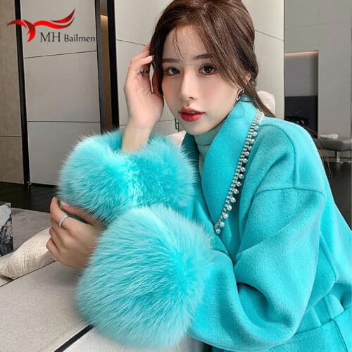 2019 winter fashion black fox fur cuffs authentic female fox fur cuffs womens ladies bracelet wristband arm warm M1