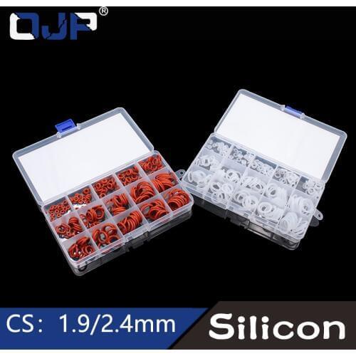 225pcs O Ring Silicone/Silicon 15 Sizes VMQ Silicon O-Ring Elasticity Sealing O-Rings Washer Gasket Ring Assortment Set Kit Box