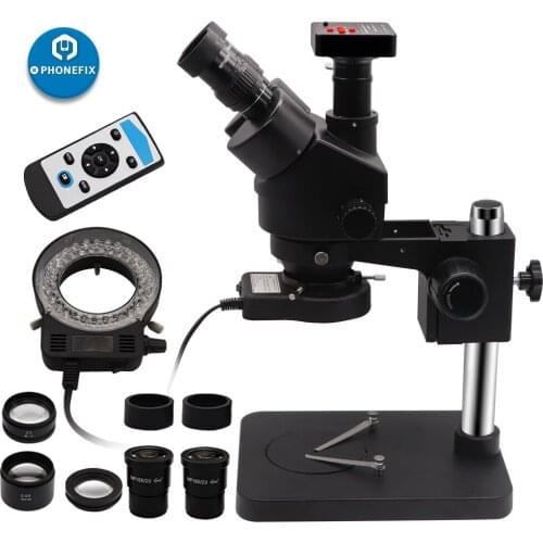 3.5X-90X Simul-focal Zoom Trinocular Stereo Microscope with 14MP 16MP 38MP HDMI Camera Black Microscope Phone Soldering Repair