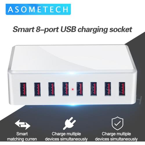40W 8Ports USB Charger Adapter HUB Charging Station Socket Phone Charger For iPhone 6 7 8 samsung xiaomi huawei US EU UK AU Plug