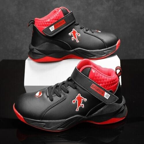 Basketball Boys Sneakers Children Casual Shoes For Kids Sneakers Girls Shoes Hook&Loop Anti-slippery Leather Footwear Trainers