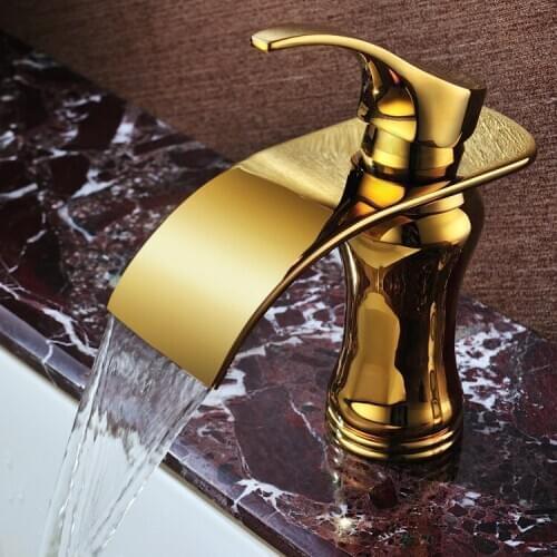 Free ship Gold Clour bathroom basin sink faucet mixer tap New deck mounted new
