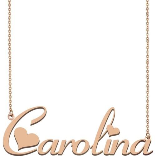 Carolina Name Necklace, Custom Name Necklace for Women Girls Best Friends Birthday Wedding Christmas Mother Days Gift