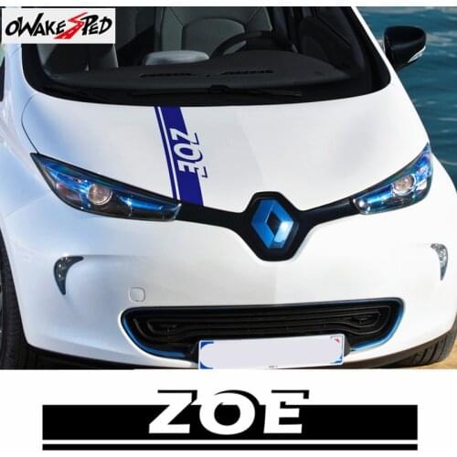 For Renault ZOE Electricity Car Hood Bonnet Stripes Decor Sticker Racing Sport Styling Auto Body Engine Cover Vinyl Decals