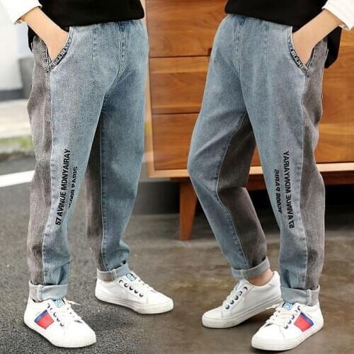 Boys Jeans Patchwork Jeans For Boy Letter Printed Children Denim Pants Spring Autumn Casual Baby Boy Straight Jeans 4-13T