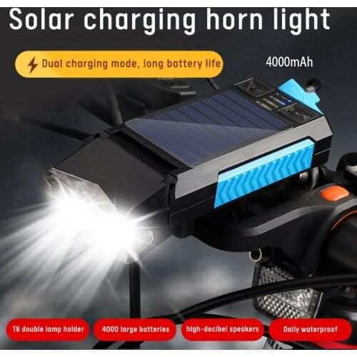 4000mAh Bicycle Lights Solar Front Light USB Rechargeable Glare Flashlights Waterproof LED t6 Lamp for MTB Bicycle