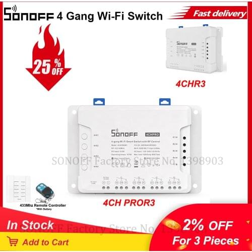 Itead SONOFF 4CH / PRO R3 Wifi Smart Switch 4 Gang Channel Timer Light Switch Smart Home Work with eWeLink Alexa Google Home